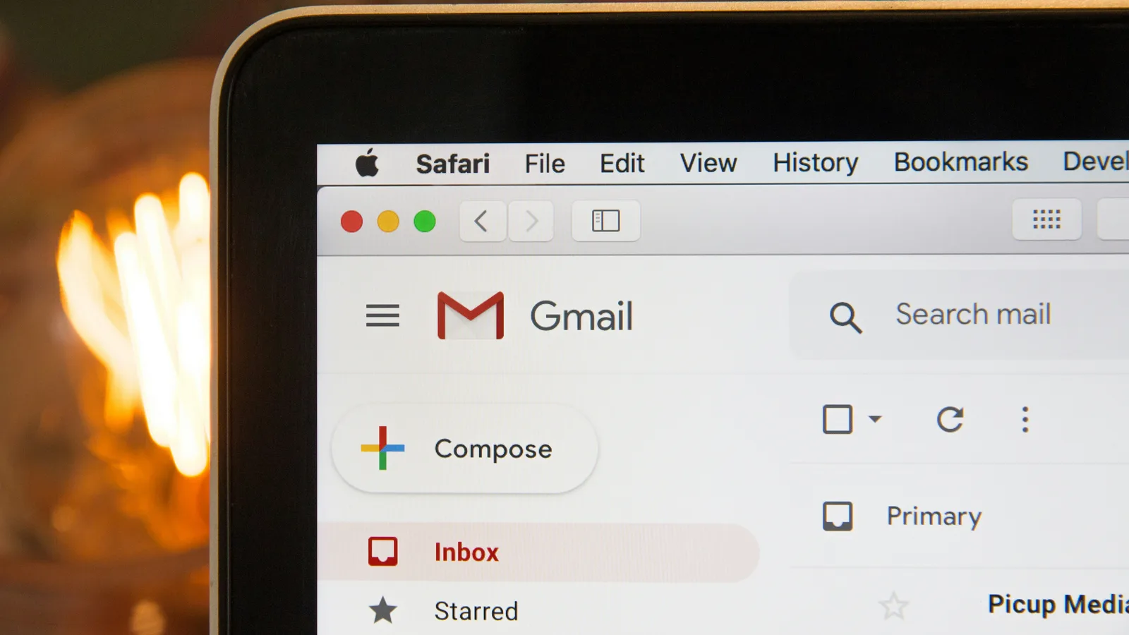 Laptop displaying an email inbox