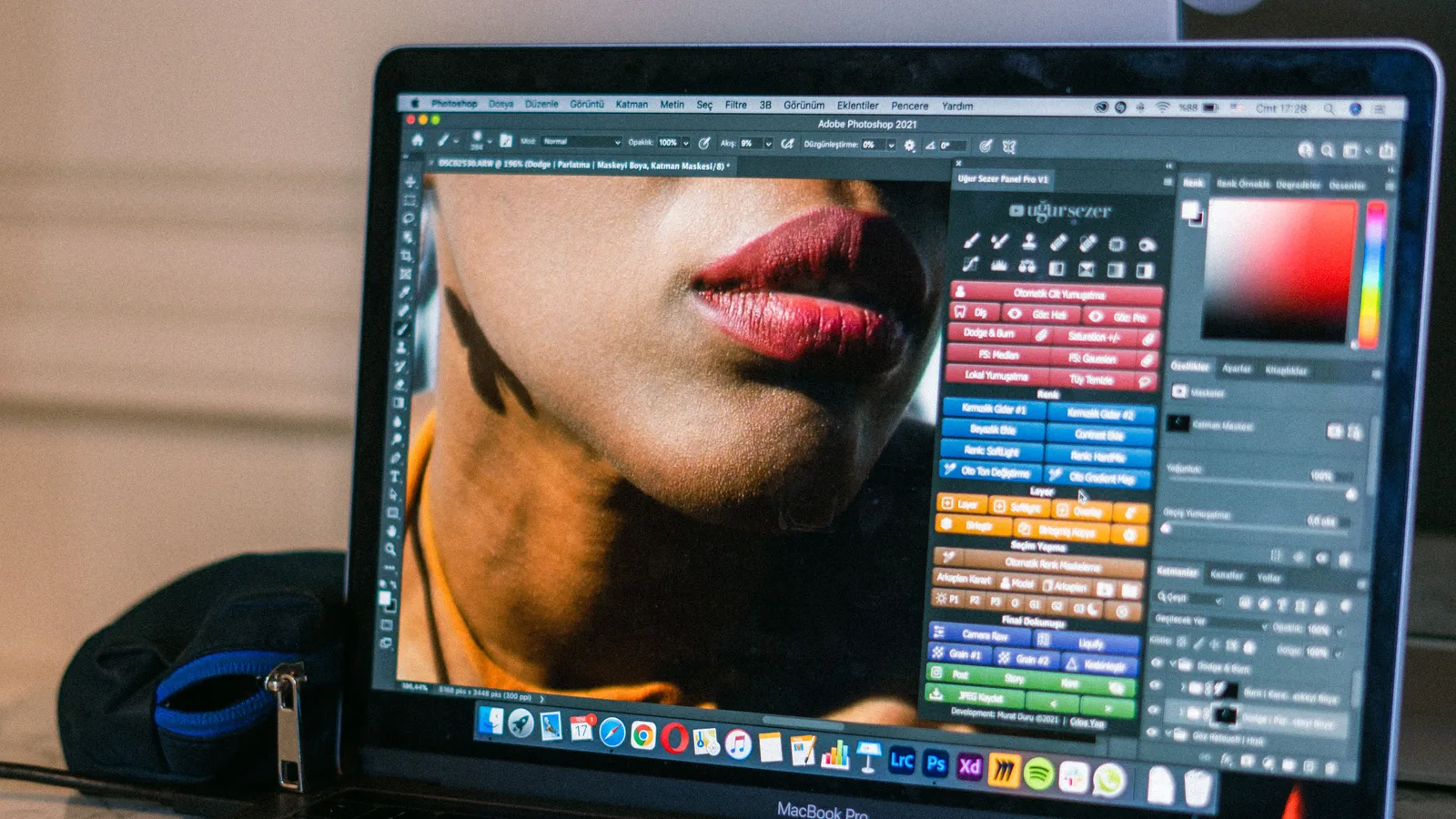Laptop displaying image-editing software