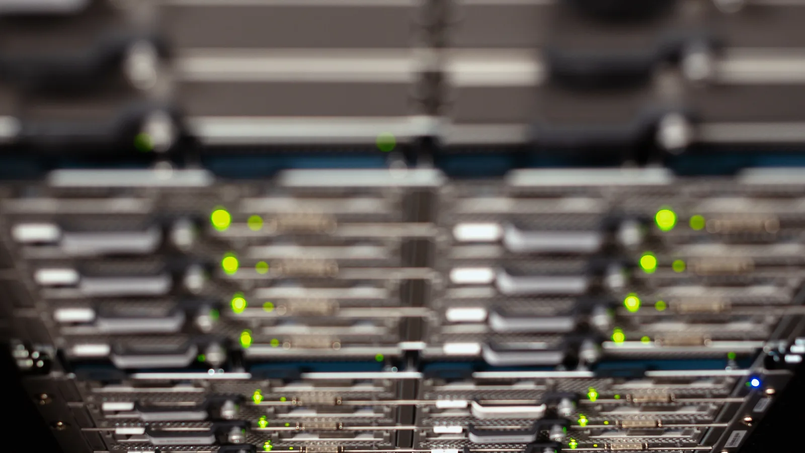 Rows of server drive bays and indicator lights