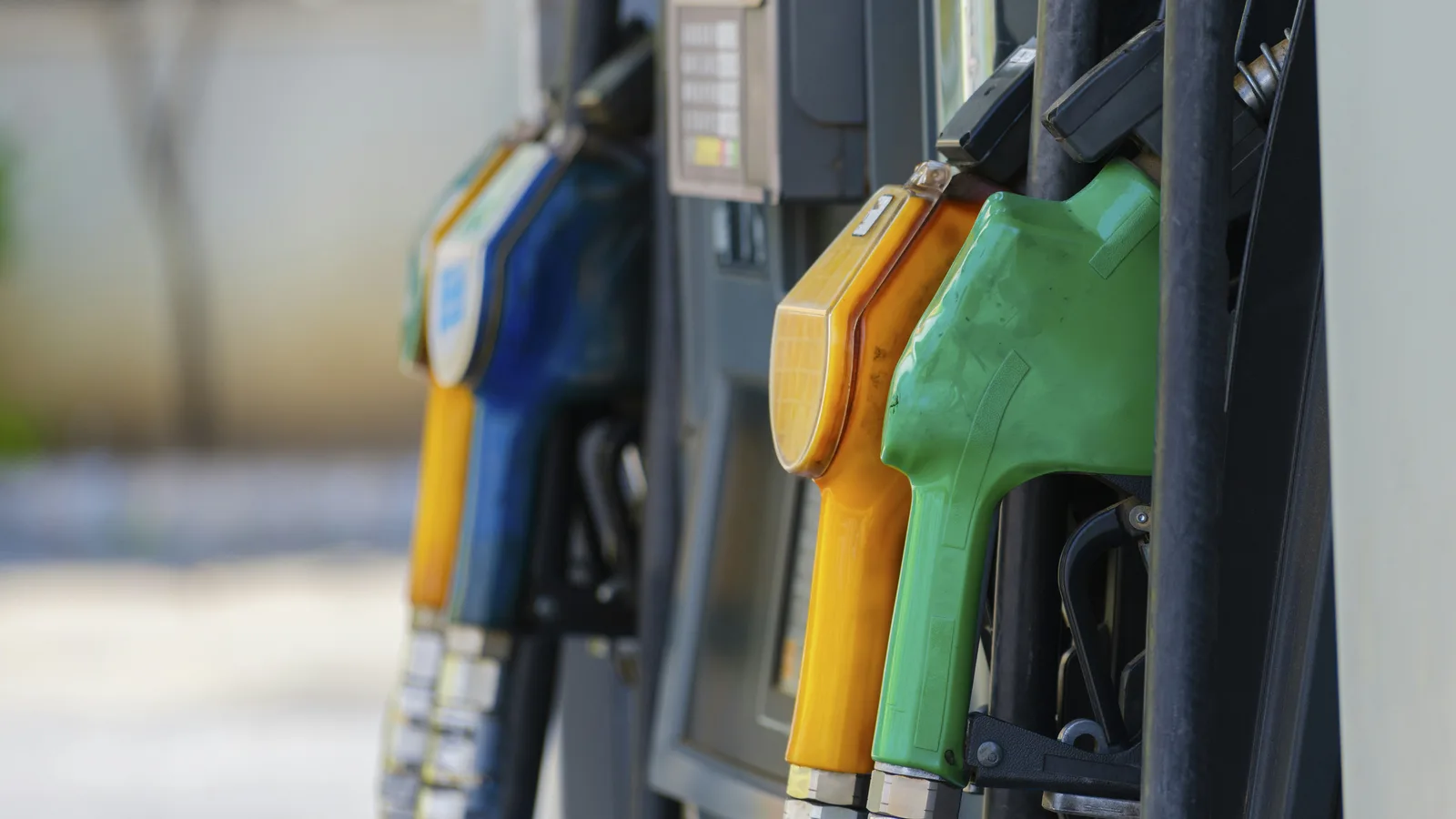 Fuel pump nozzles at a service station