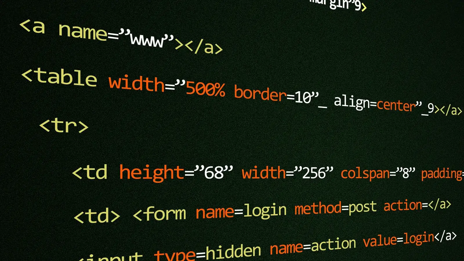 HTML login form code photographed on a monitor