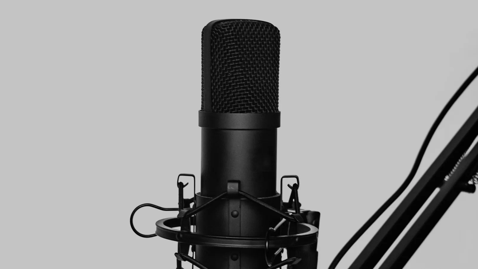Studio microphone photographed against a plain background