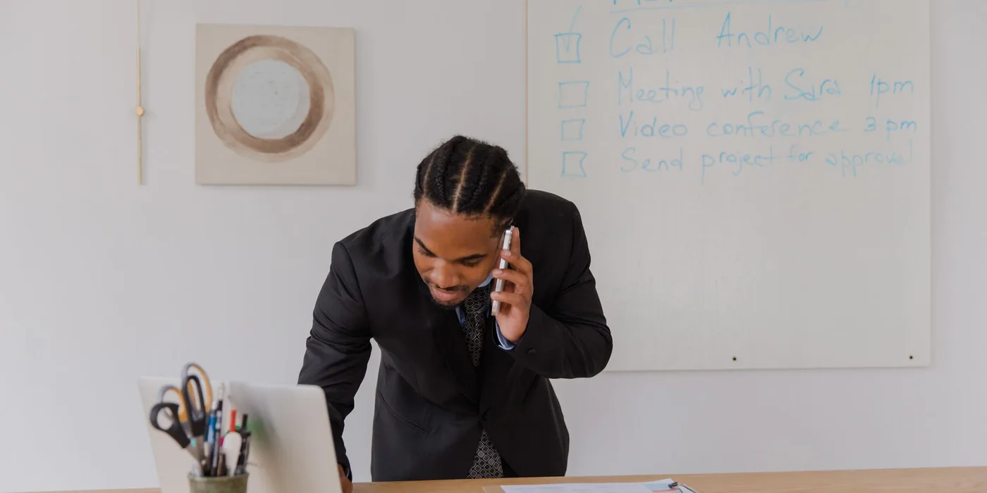 A business owner at work in an office